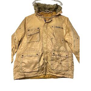 Mecca Outer Wear Men's XL Tan Hooded Jacket Faux Fur Trim Down-Feather Pockets